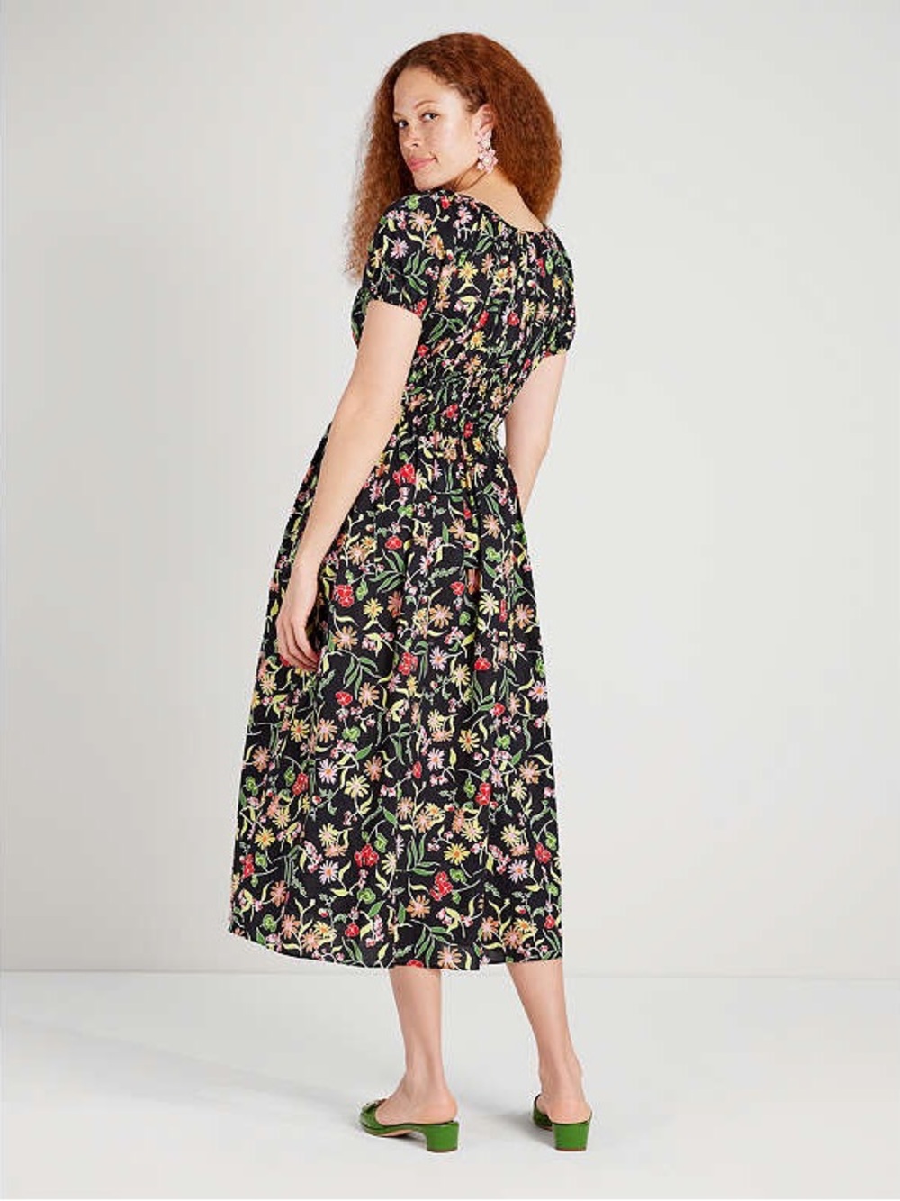 Kate Spade Rooftop Garden Black Floral Riviera Dress. Puff Sleeves. Size XS - Picture 6 of 9